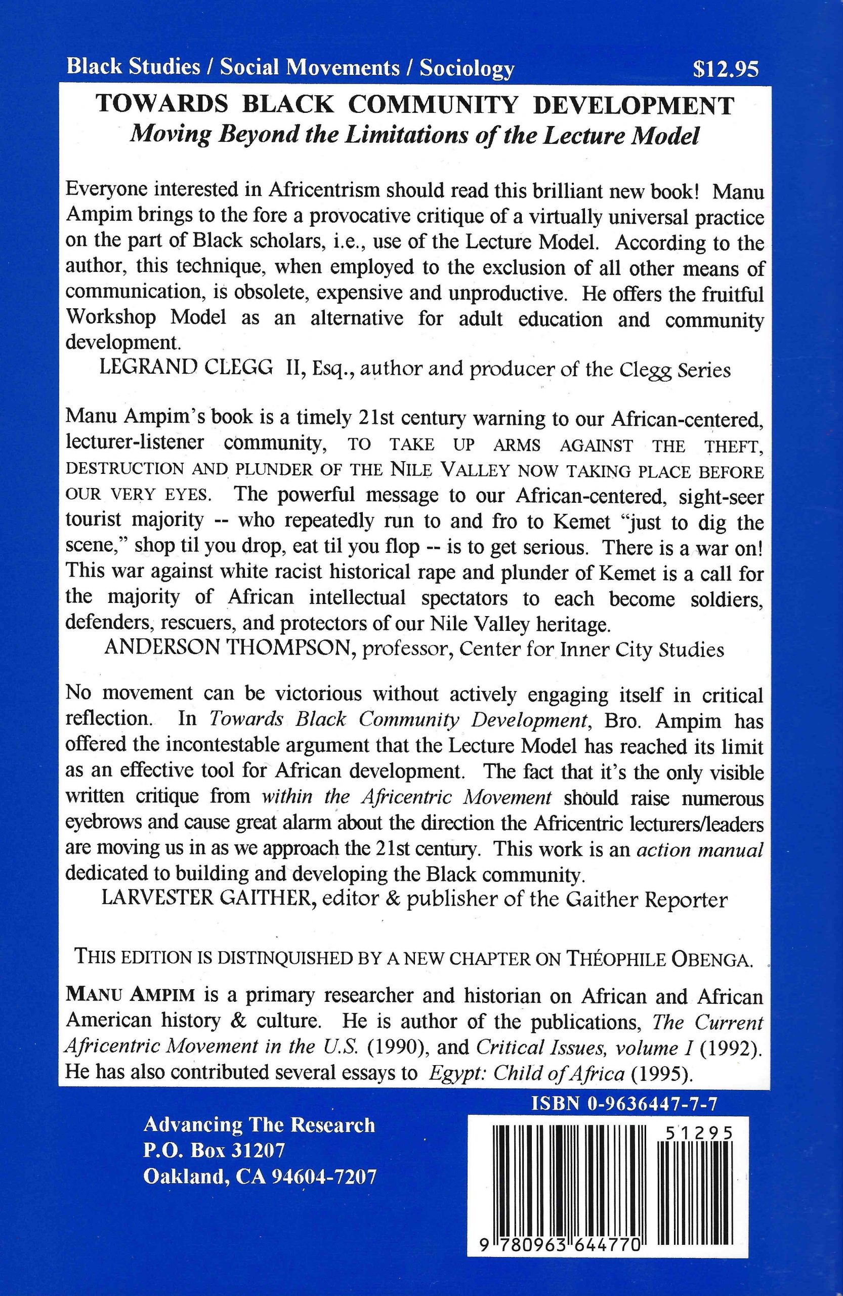 TOWARDS BLACK COMMUNITY DEVELOPMENT: Moving Beyond the Limitations of the Lecture Model (Revised 1996) - Image 2